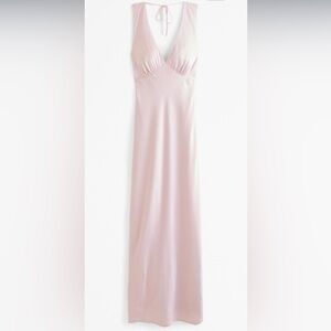 Abercrombie & Fitch Light Pink Plunge Cowl Back Maxi Dress
